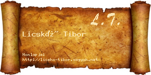 Licskó Tibor névjegykártya
